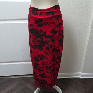 Floral Red and Black Women's Skirt